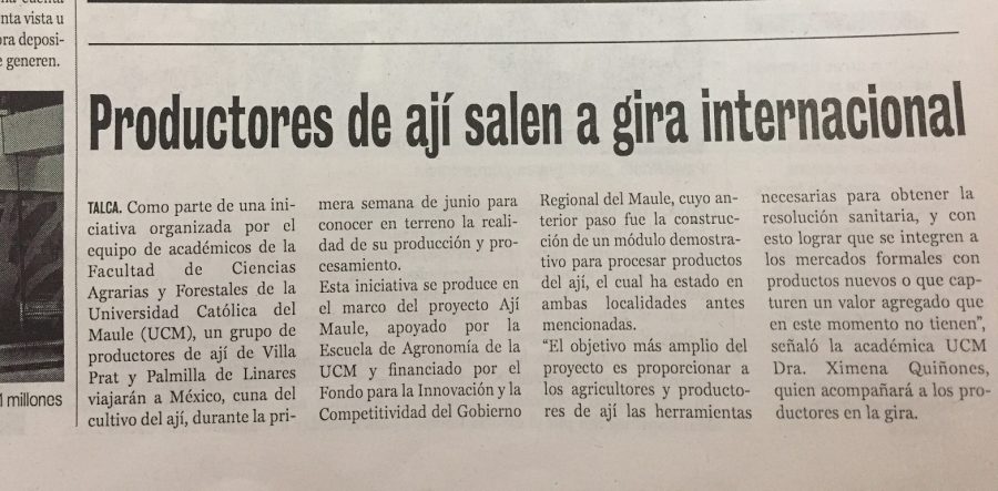31 de mayo en Diario La Prensa: “Productores de ají salen a gira internacional”