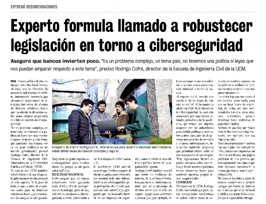 31 de julio en Diario La Prensa: “Experto formula llamado a robustecer legislación en torno a ciberseguridad”