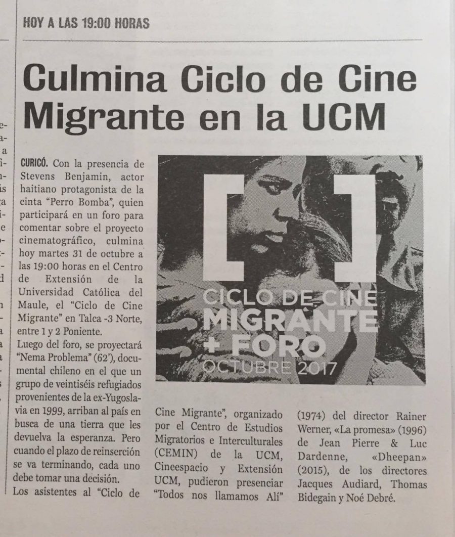 31 de octubre en Diario La Prensa: “Culmina ciclo de cine migrante en la UCM”
