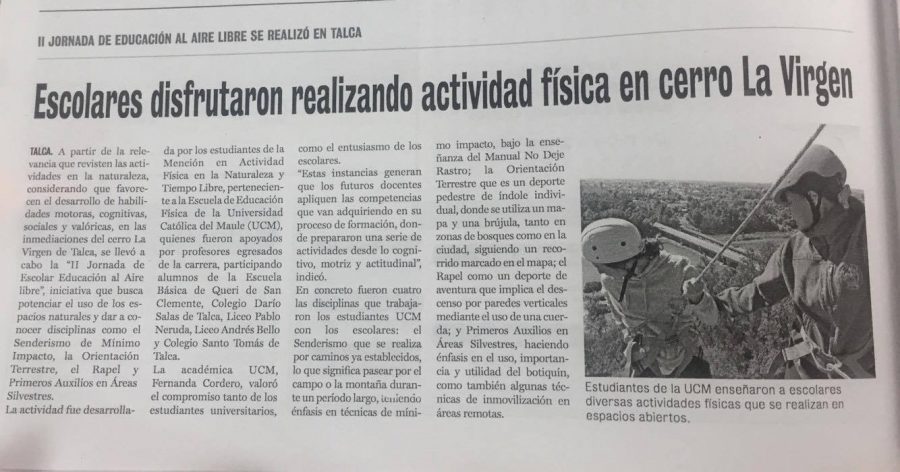 05 de noviembre en Diario La Prensa: “Escolares disfrutaron realizando actividad física en cerro La Virgen”