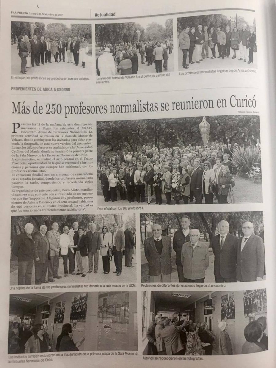 06 de noviembre en Diario La Prensa: “Más de 250 profesores normalistas se reunieron en Curicó”