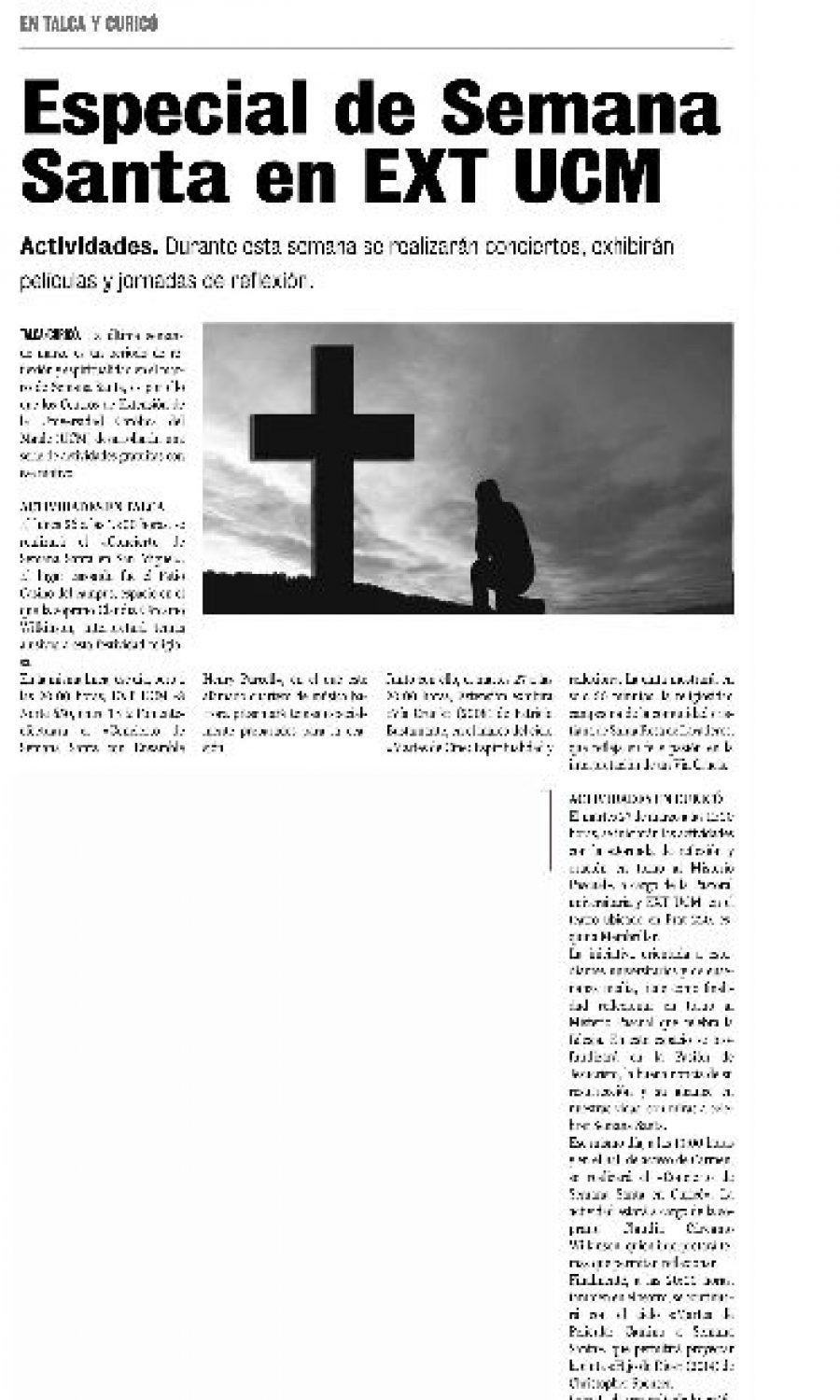 26 de marzo en Diario La Prensa: “Especial de Semana Santa en EXT UCM”
