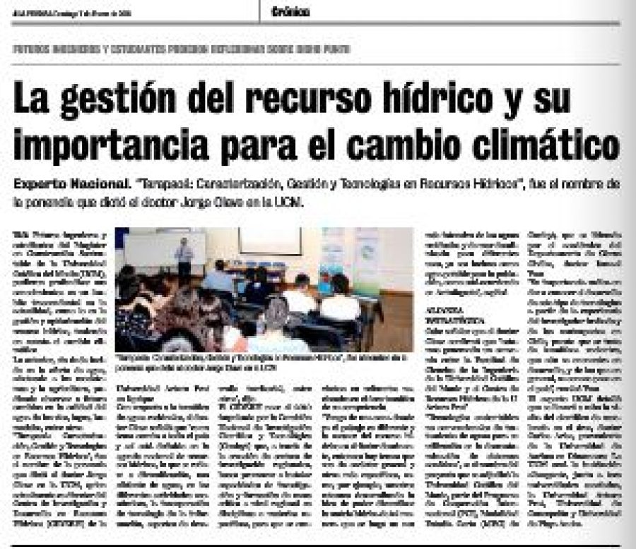 07 de enero en Diario La Prensa: “La gestión del Recurso Hídrico y su importancia para el cambio climático”