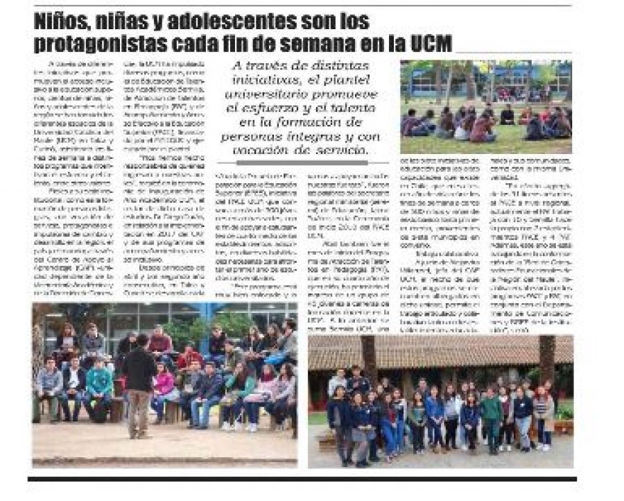 03 de mayo en Diario El Lector: “Niños, niñas y adolescentes son los protagonistas cada fin de semana en la UCM”