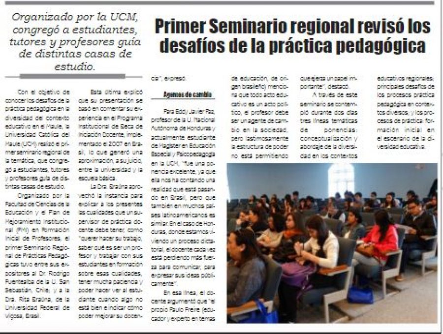 19 de diciembre en Diario El Lector: “Primer Seminario regional revisó los desafíos de la práctica pedagógica”