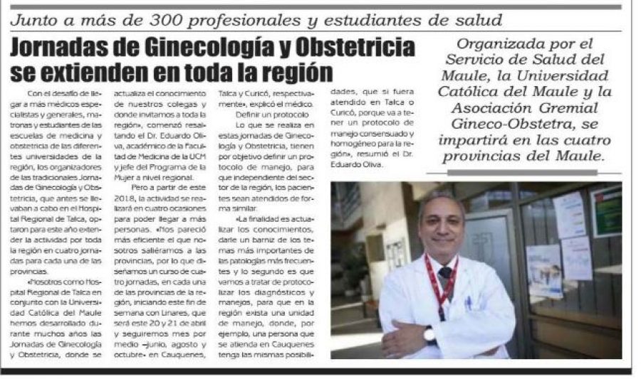 20 de abril en Diario El Lector: “Jornadas de Ginecología y Obstetricia se extienden en toda la región”