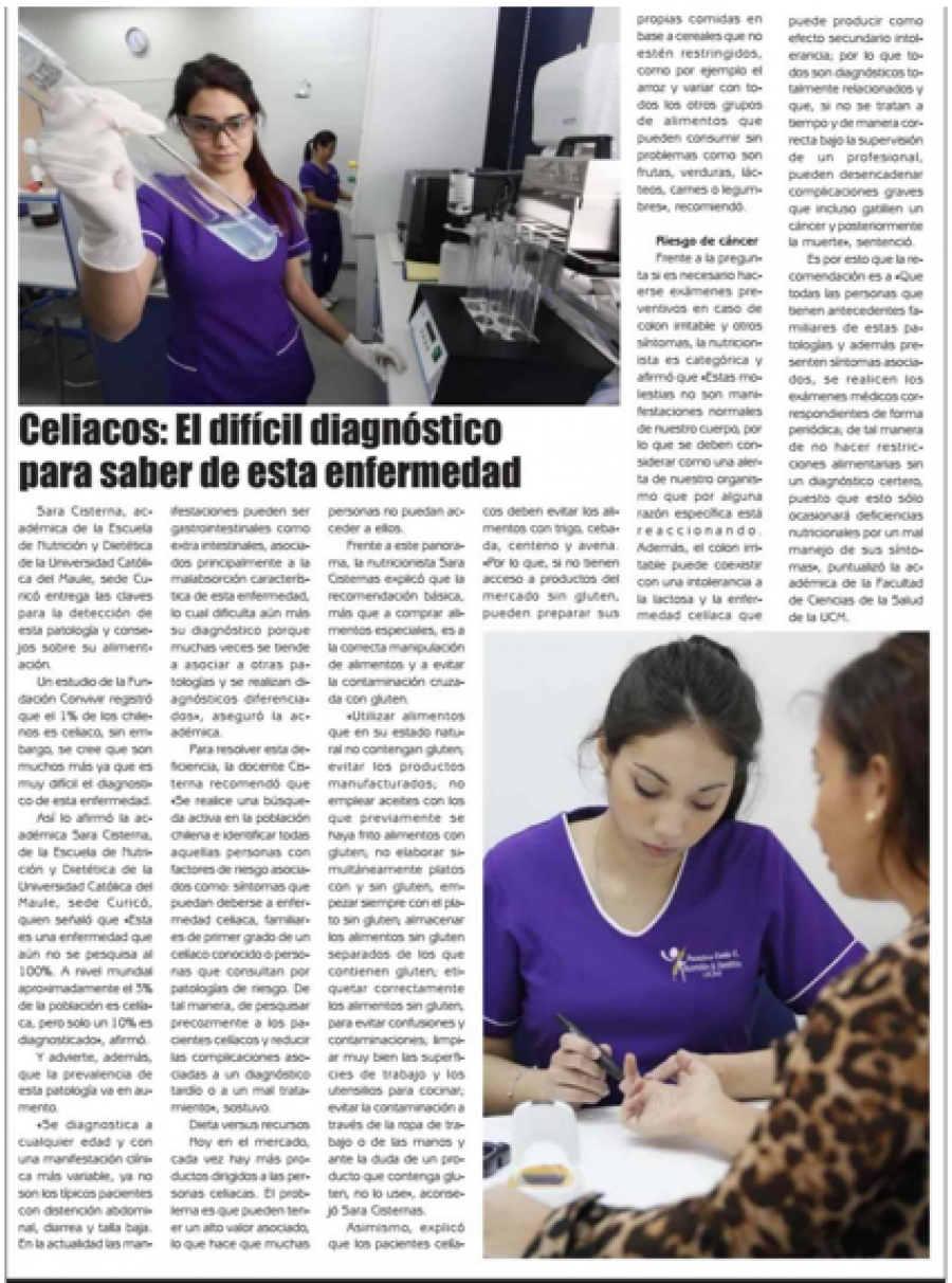 23 de junio en Diario El Lector: “Celiacos: El difícil diagnóstico para saber de esta enfermedad”