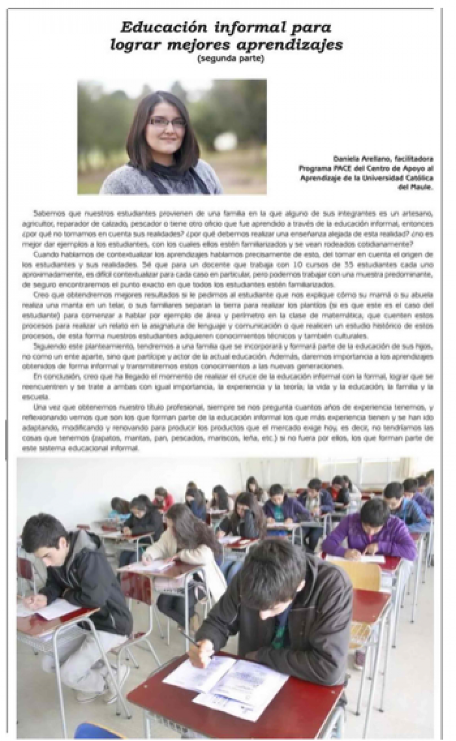 29 de junio en Diario El Lector: “Educación informal para lograr mejores aprendizajes”
