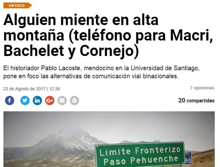 23 de agosto en MDZOL: “Alguien miente en alta montaña (teléfono para Macri, Bachelet y Cornejo)”