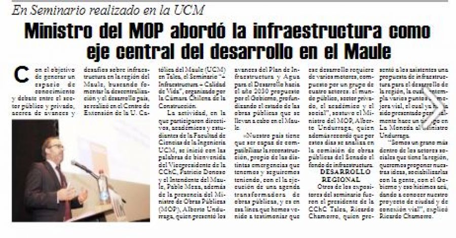 07 de abril en Diario El Heraldo: “Ministro del MOP abordó la infraestructura como eje central del desarrollo en el Maule”