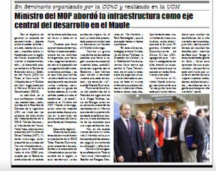 07 de abril en Diario El Lector: “Ministro del MOP abordó la infraestructura como eje central del desarrollo en el Maule”