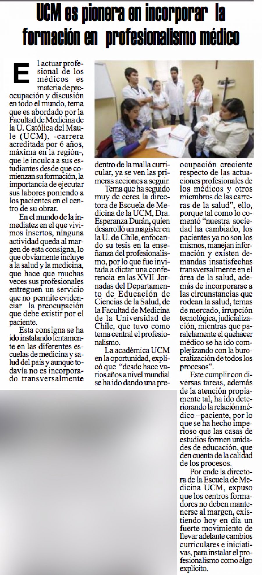 31 en Diario El Heraldo: “UCM es pionera en incorporar la formación de profesionalismo médico”