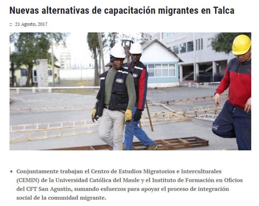 21 de agosto en Universia: “Nuevas alternativas de capacitación migrantes en Talca”