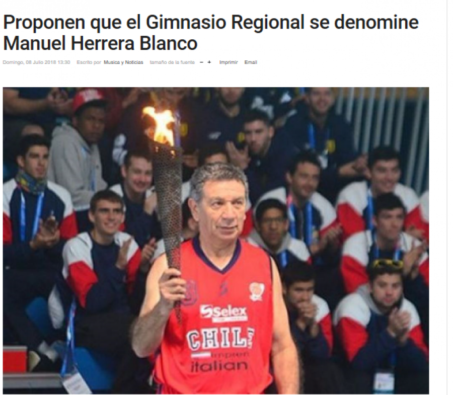 08 de julio en Música y Noticias: “Proponen que el Gimnasio Regional se denomine Manuel Herrera Blanco”