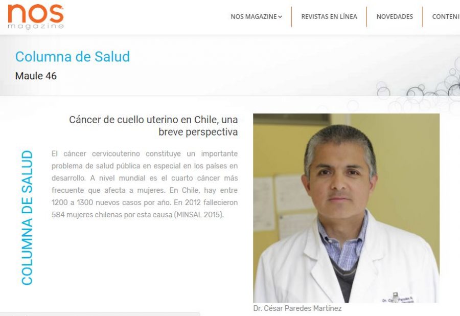 08 de mayo en Nos Magazine: “Cáncer de cuello uterino en Chile, una breve perspectiva”