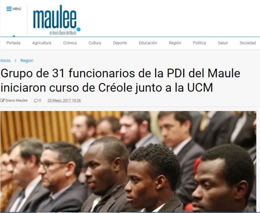 25 de mayo en Maulee: “Grupo de 31 funcionarios de la PDI del Maule iniciaron curso de Créole junto a la UCM”