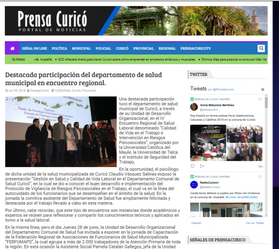 09 de julio en PrensaCuricó: “Destacada participación del departamento de salud municipal en encuentro regional”
