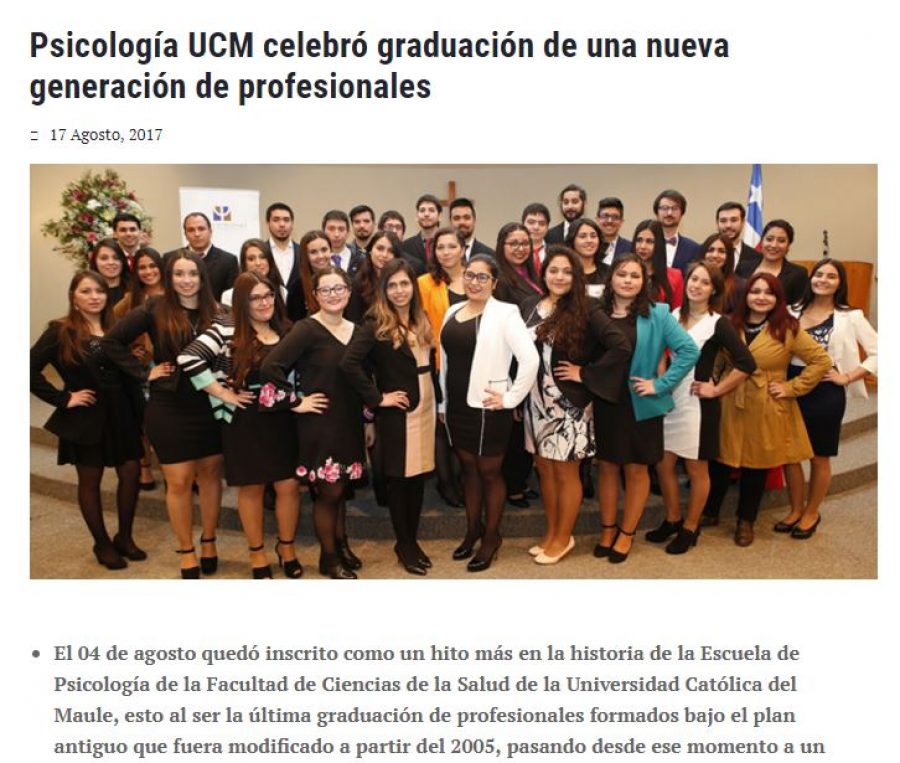 17 de agosto en Universia: “Psicología UCM celebró graduación de una nueva generación de profesionales”