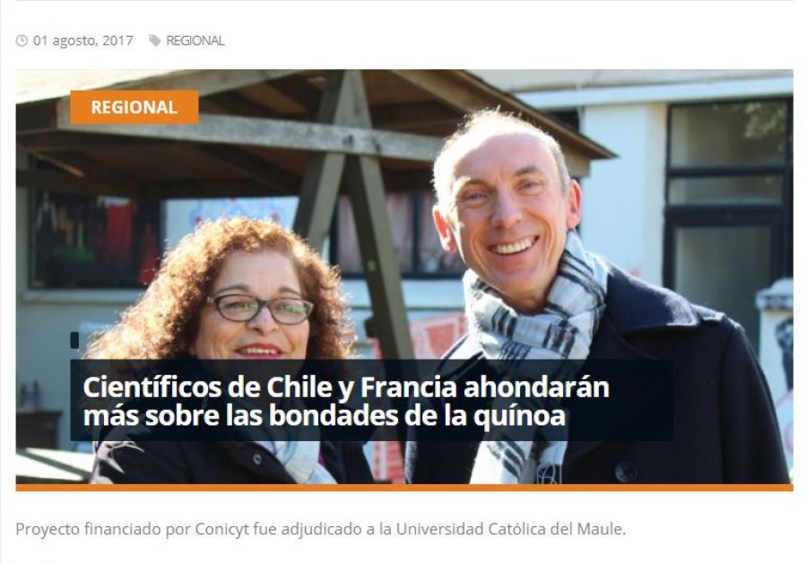 01 de agosto en Redmaule.com: “Científicos de Chile y Francia ahondarán más sobre las bondades de la quínoa”