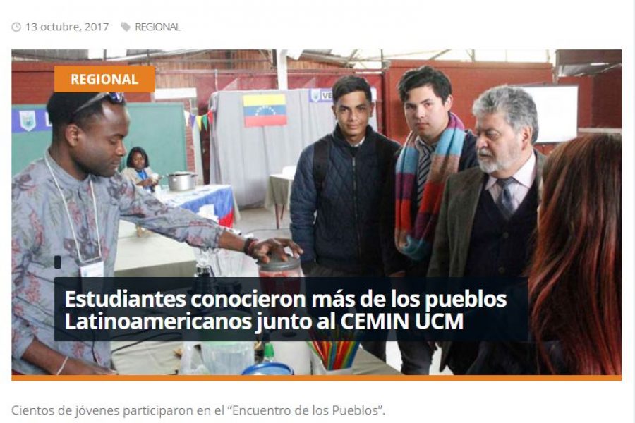 13 de octubre en Redmaule.com: “Estudiantes conocieron más de los pueblos Latinoamericanos junto al CEMIN UCM”