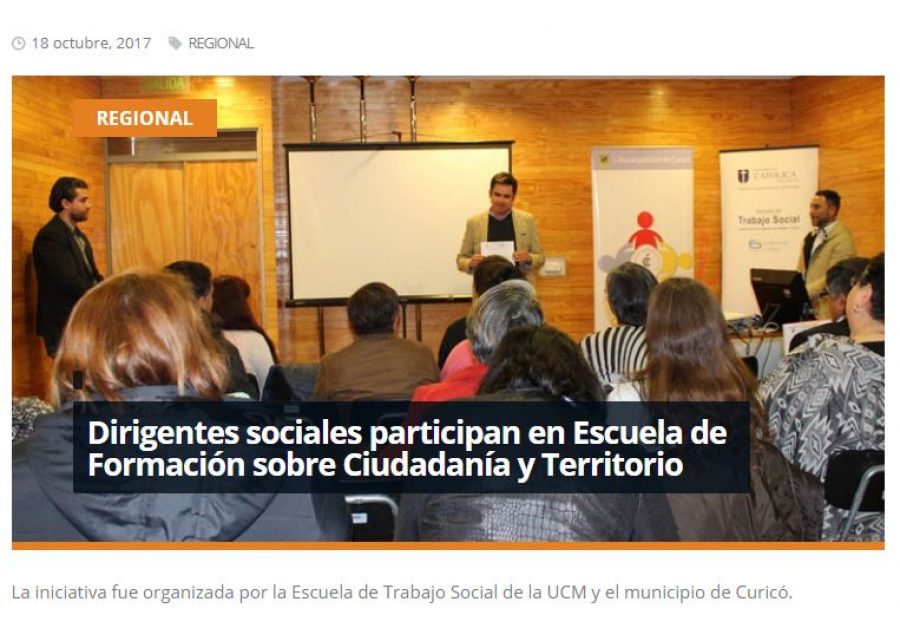 18 de octubre en Redmaule.com: “Dirigentes sociales participan en Escuela de Formación sobre Ciudadanía y Territorio”