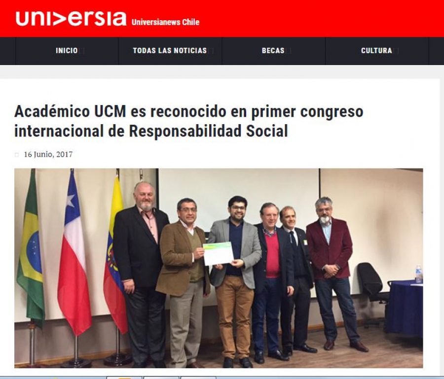 16 de junio en Universia: “Académico UCM es reconocido en primer congreso internacional de Responsabilidad Social”