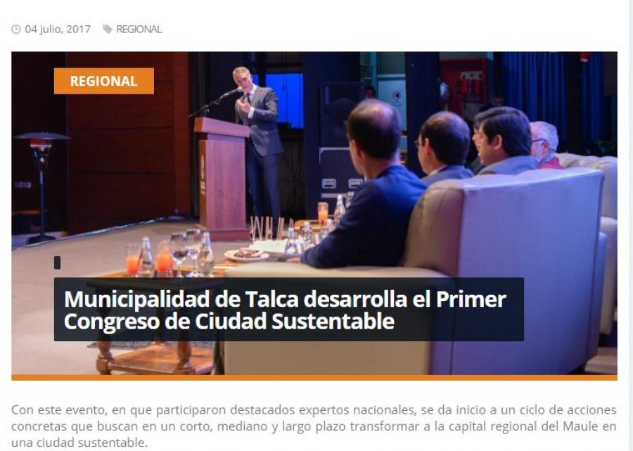 04 de julio en Redmaule.com: “Municipalidad de Talca desarrolla el Primer Congreso de Ciudad Sustentable”