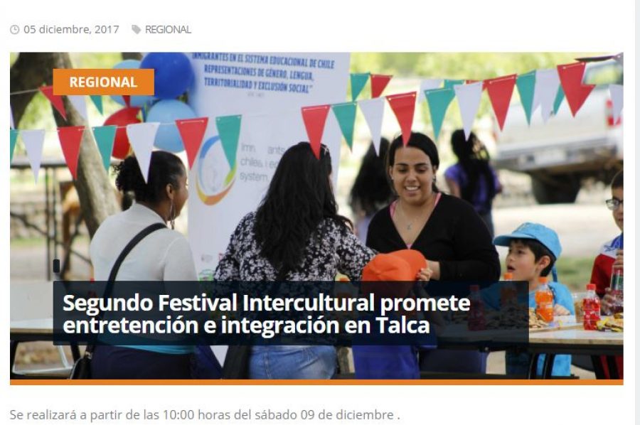 05 de diciembre en Redmaule.com: “Segundo Festival Intercultural promete entretención e integración en Talca”