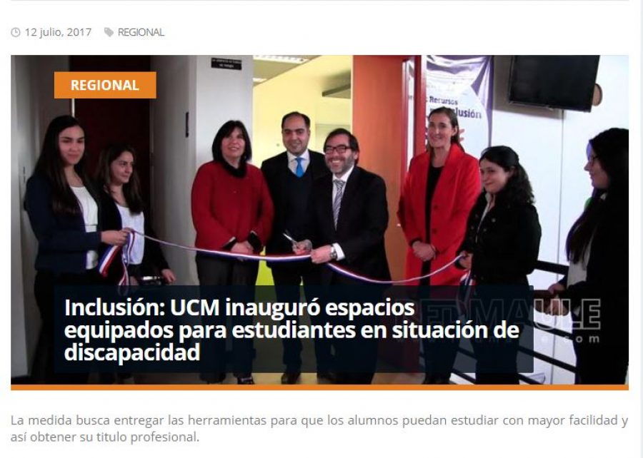 12 de julio en Redmaule.com: “Inclusión: UCM inauguró espacios equipados para estudiantes en situación de discapacidad”