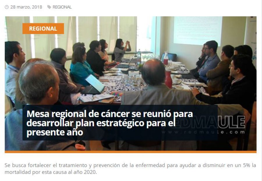 28 de marzo en Redmaule.com: “Mesa regional de cáncer se reunió para desarrollar plan estratégico para el presente año”