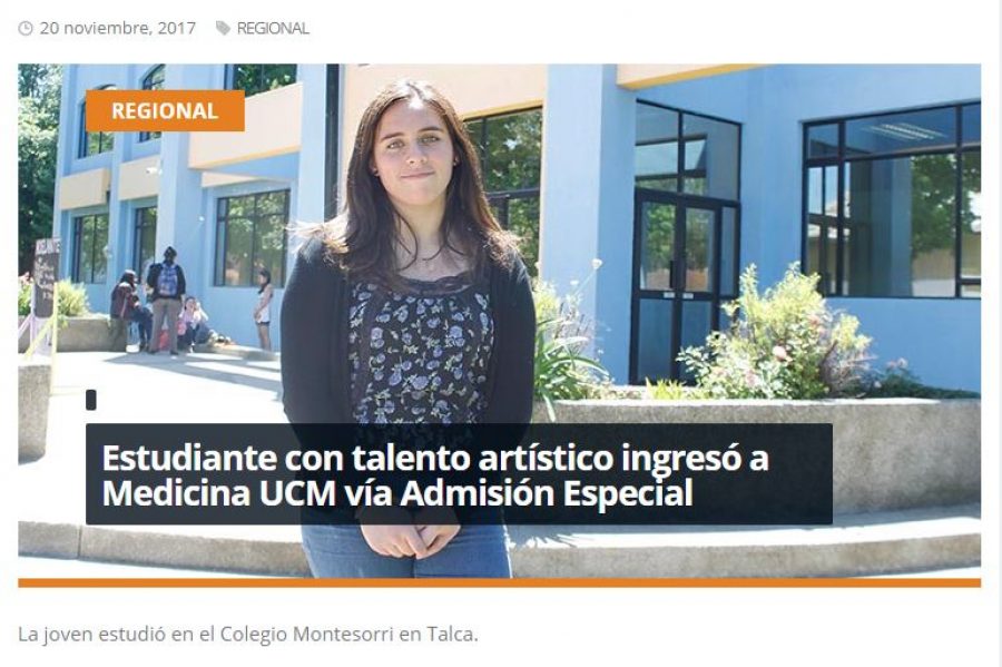 20 de noviembre en Redmaule.com: “Estudiante con talento artístico ingresó a Medicina UCM vía Admisión Especial”