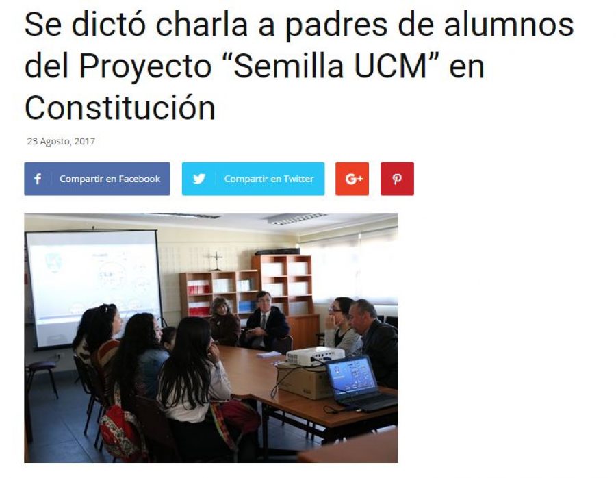 23 de agosto en TV Maulinos: “Se dictó charla a padres de alumnos del Proyecto “Semilla UCM” en Constitución”