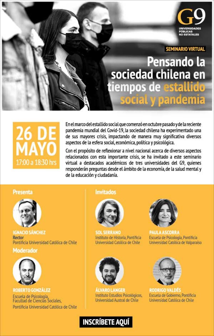 Seminario Virtual: Pensando la sociedad chilena en tiempos de estallido social y pandemia