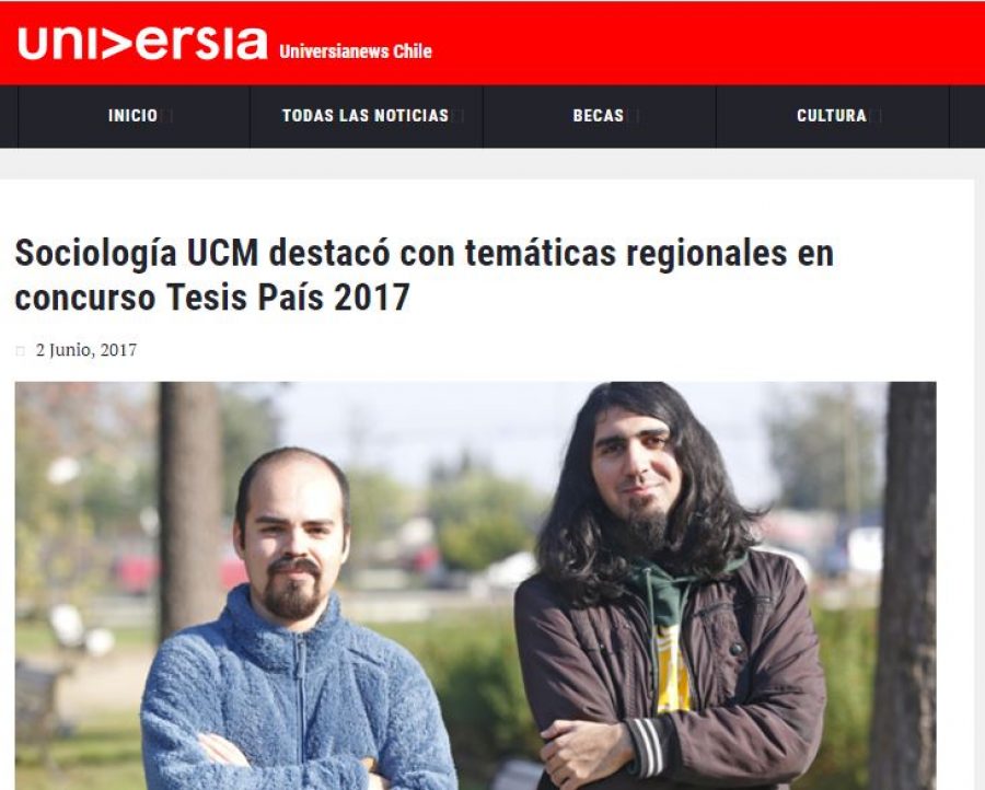 02 de junio en Universia: “Sociología UCM destacó con temáticas regionales en concurso Tesis País 2017”