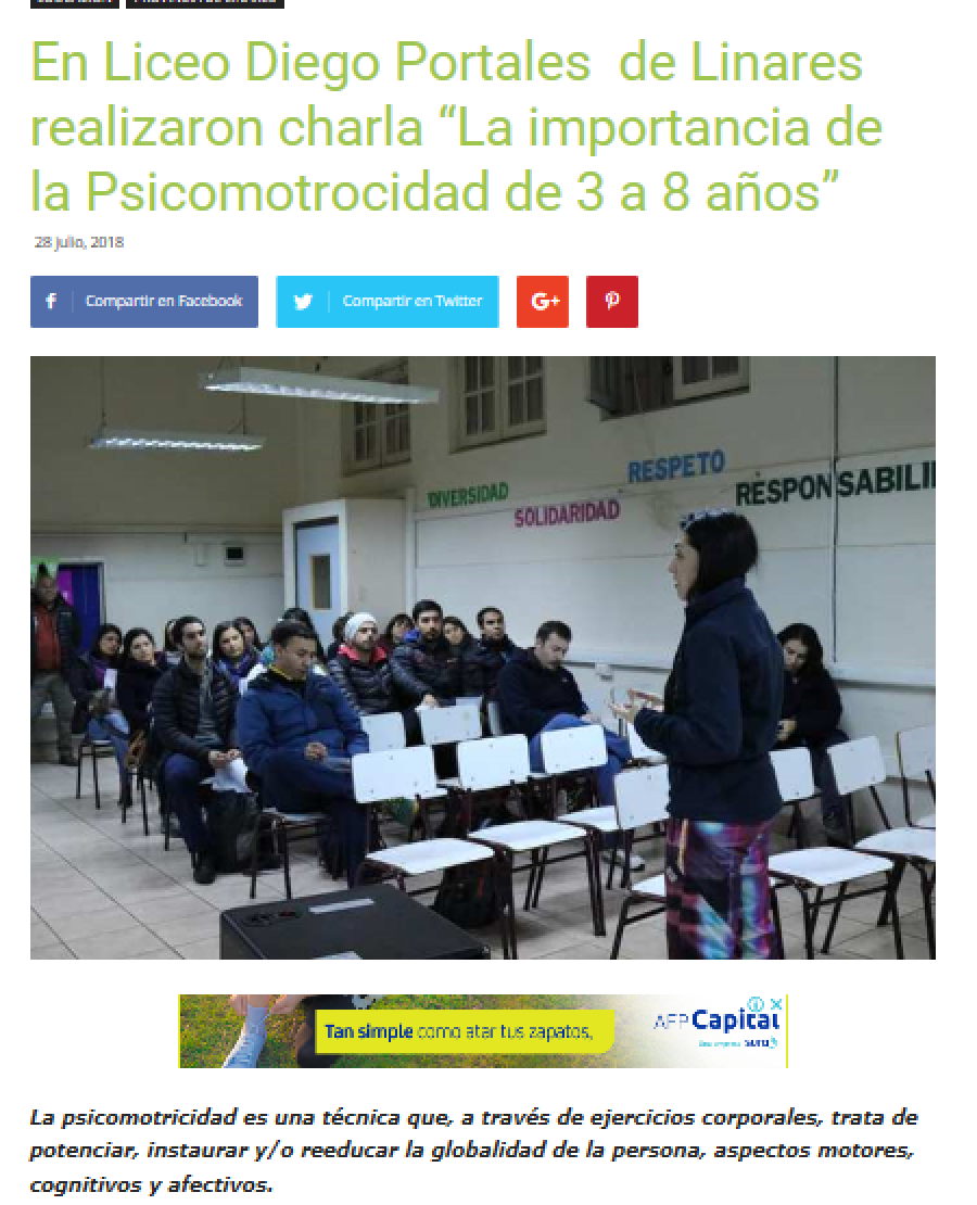 28 de julio en TV Maulinos: “En Liceo Diego Portales  de Linares realizaron charla “La importancia de la Psicomotrocidad de 3 a 8 años”