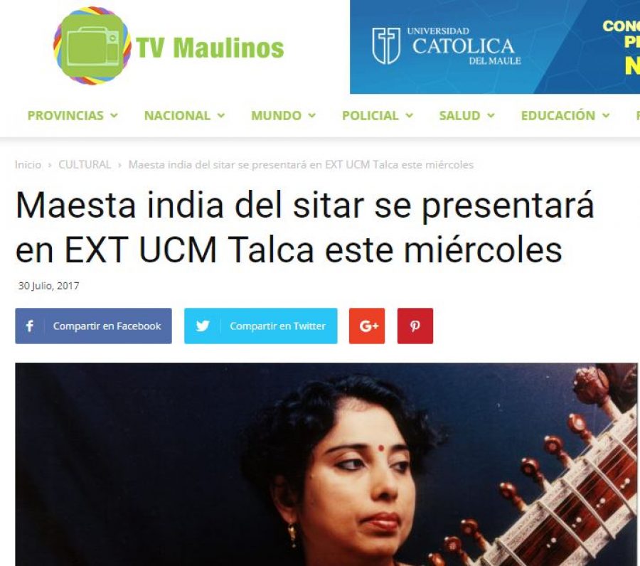30 de julio en TV Maulinos: “Maesta india del sitar se presentará en EXT UCM Talca este miércoles”