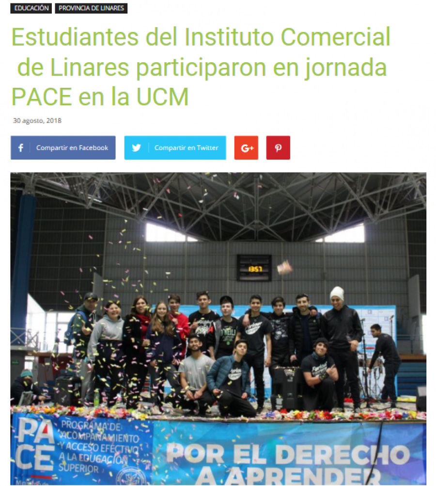 30 de agosto en TV Maulinos: “Estudiantes del Instituto Comercial  de Linares participaron en jornada PACE en la UCM”