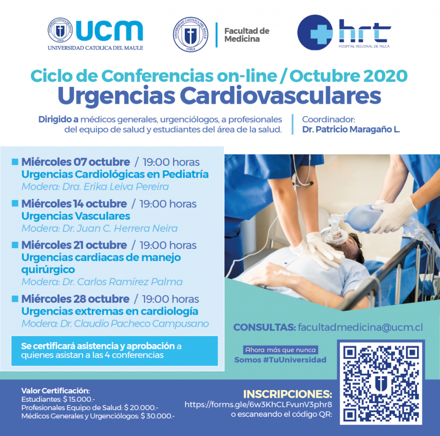 Ciclo de conferencias abordará las “Urgencias Cardiovasculares” en contexto de COVID-19