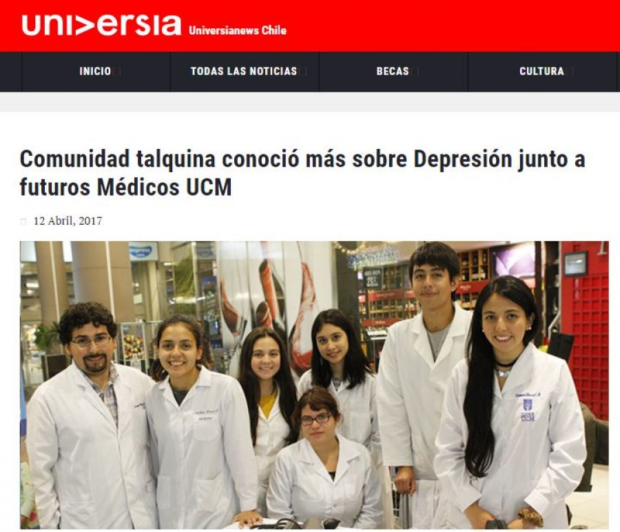 13 de abril en Universia: “Comunidad talquina conoció más sobre Depresión junto a futuros Médicos UCM”