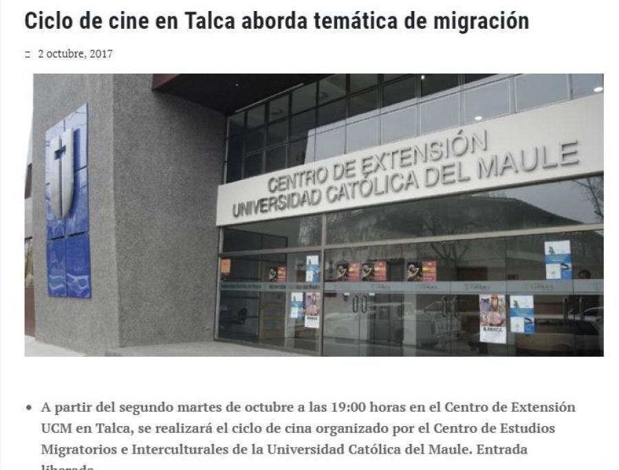 02 de octubre en Universia: “Ciclo de cine en Talca aborda temática de migración”