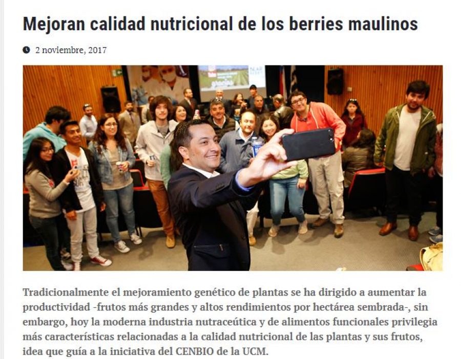 02 de noviembre en Universia: “Mejoran calidad nutricional de los berries maulinos”