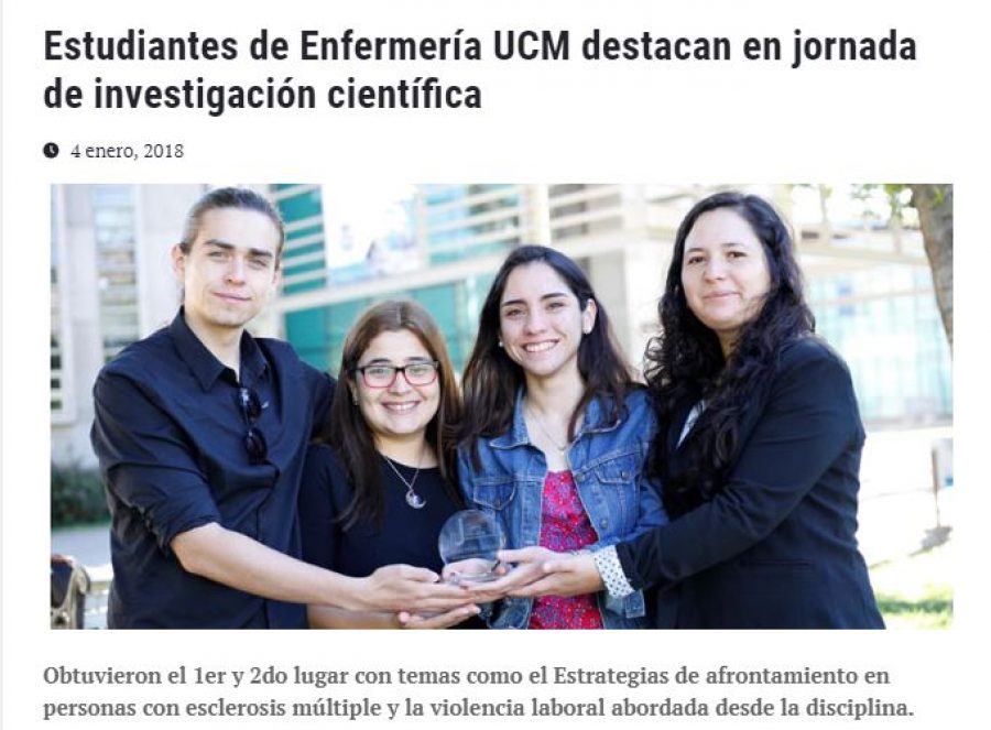 04 de enero en Universia: “Estudiantes de Enfermería UCM destacan en jornada de investigación científica”