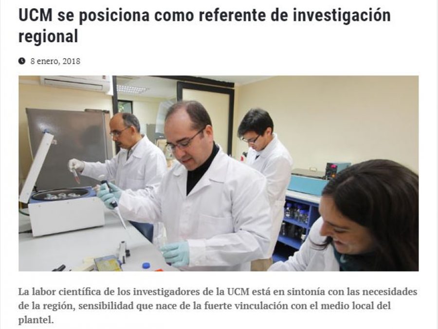 08 de enero en Universia: “UCM se posiciona como referente de investigación regional”