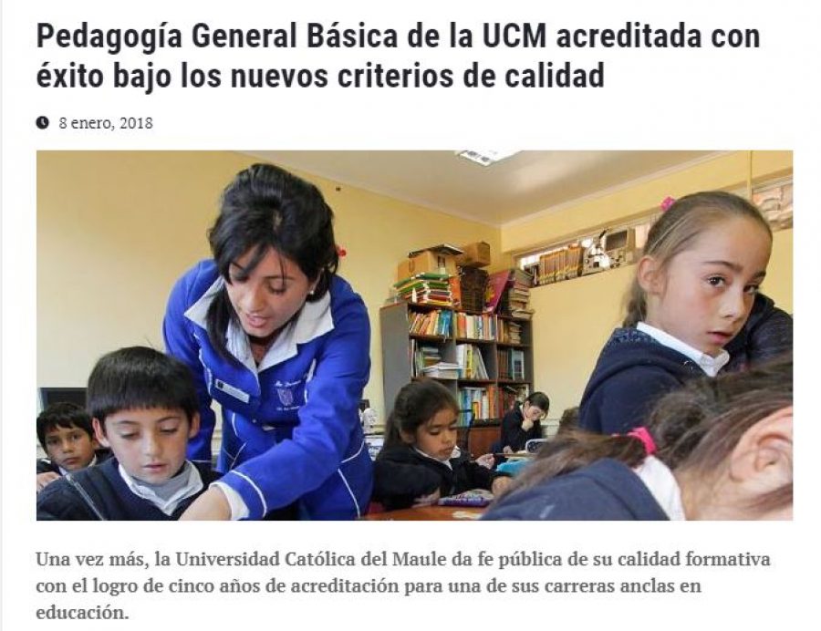 08 de enero en Universia: “Pedagogía General Básica de la UCM acreditada con éxito bajo los nuevos criterios de calidad”