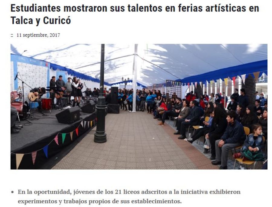 11 de septiembre en Universia: “Estudiantes mostraron sus talentos en ferias artísticas en Talca y Curicó”