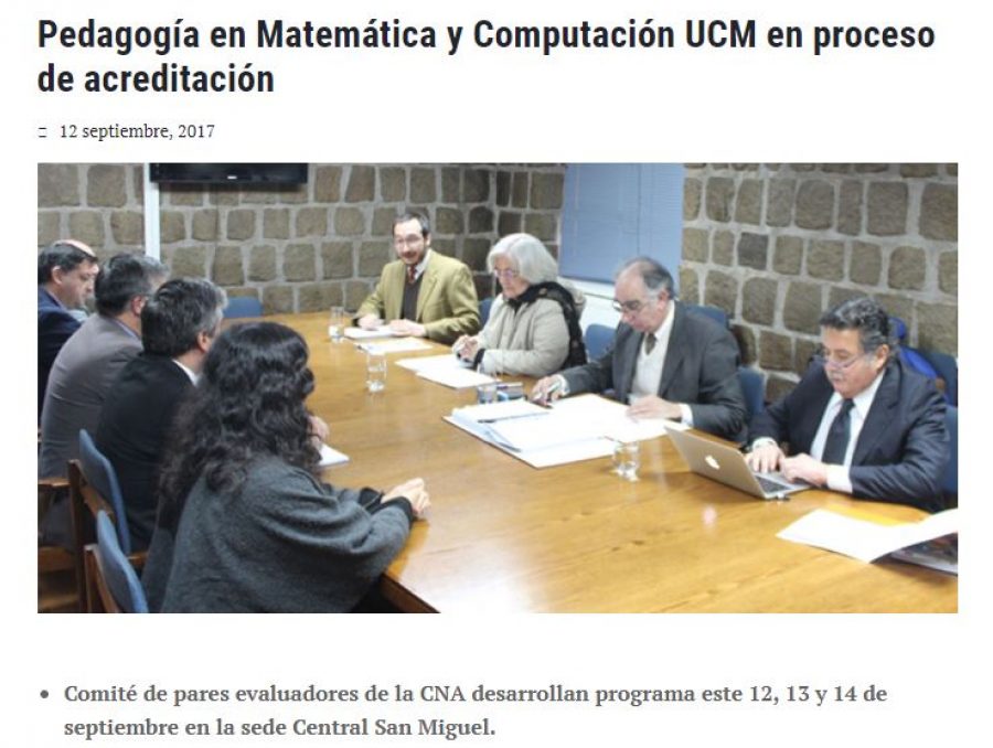 12 de septiembre en Universia: “Pedagogía en Matemática y Computación UCM en proceso de acreditación”