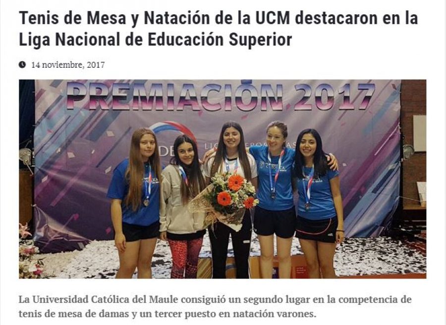 14 de noviembre en Universia: “Tenis de Mesa y Natación de la UCM destacaron en la Liga Nacional de Educación Superior”