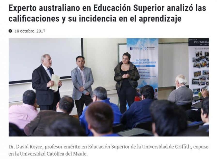 18 de octubre en Universia: “Experto australiano en Educación Superior analizó las calificaciones y su incidencia en el aprendizaje”