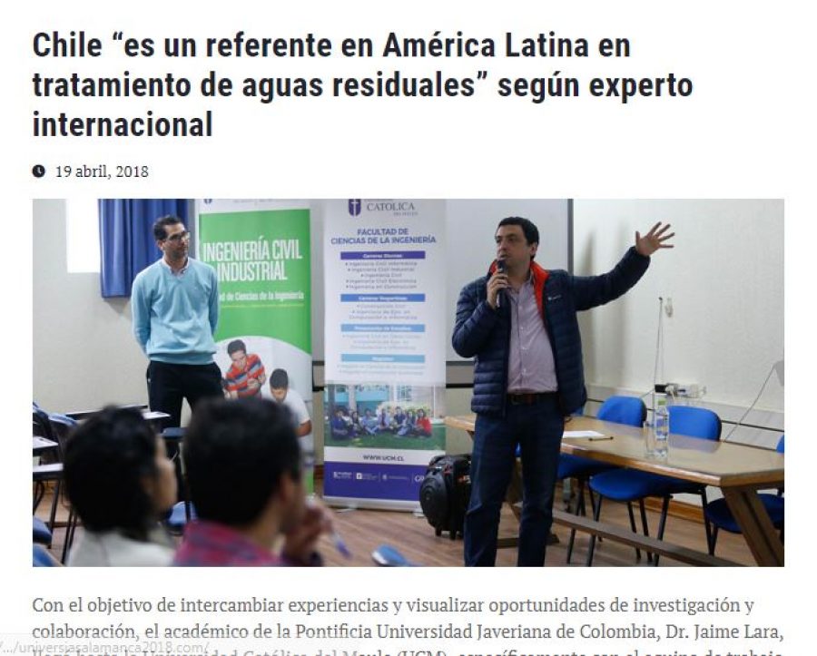 19 de abril en Universia: “Chile “es un referente en América Latina en tratamiento de aguas residuales” según experto internacional”