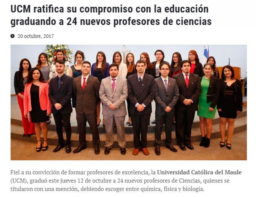 20 de octubre en Universia: “UCM ratifica su compromiso con la educación graduando a 24 nuevos profesores de ciencias”